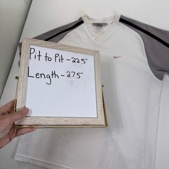 Vintage y2k Nike Soccer Athletic White Jersey Black Striped Shirt Men's Large - Picture 9 of 9